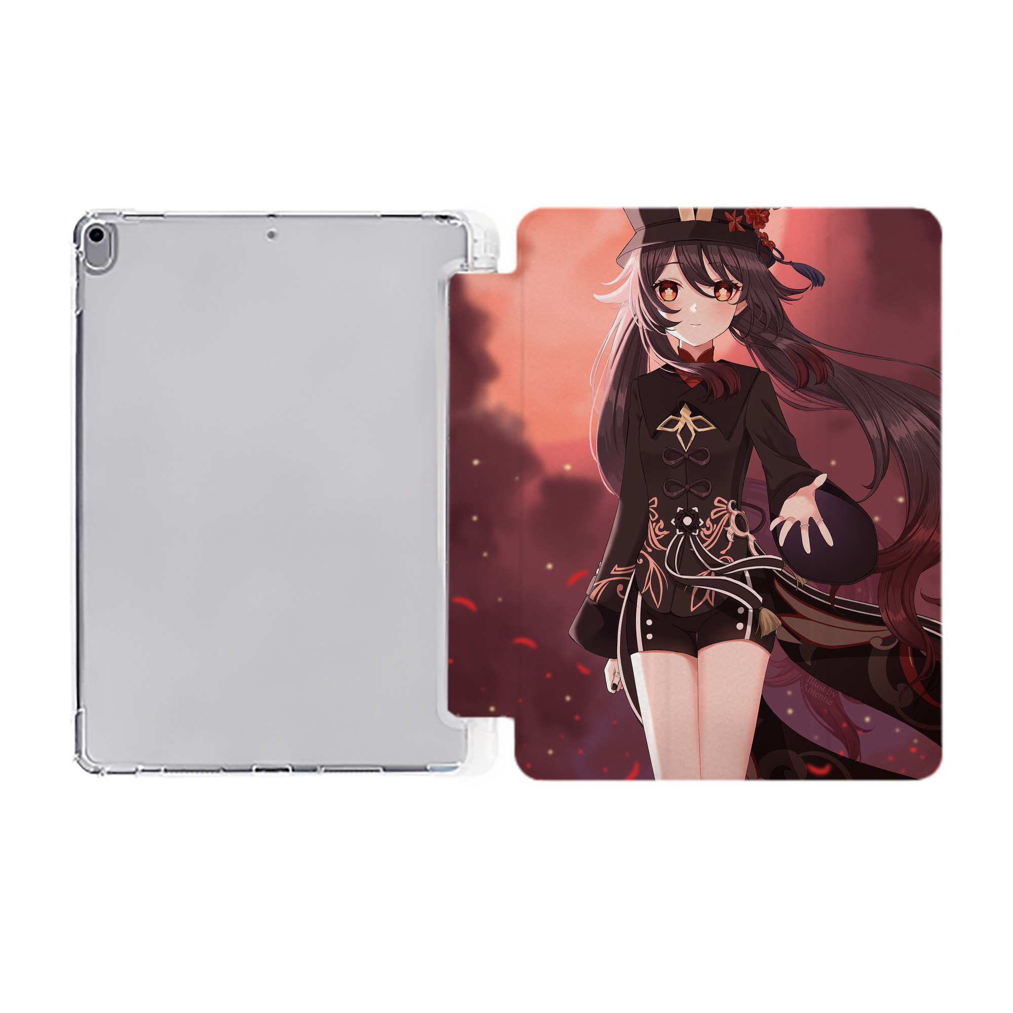 げんし神 genshin IPad ケース ペン収納付き 三つ折りスタンド PUレザー×シリコン 対応機種9.5/10.5/10.9インチ